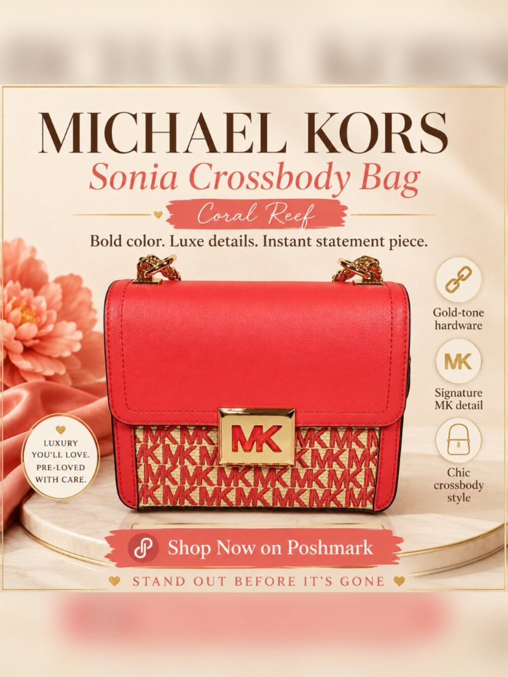 MICHAEL KORS Sonia Crossbody Bag Coral Reef